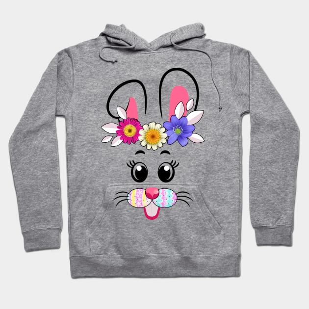 Funny Easter Bunny Rabbit Face Easter Day Women Girls Hoodie by Jhon Towel